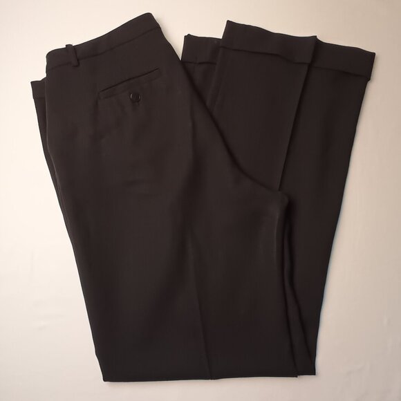 100% Wool Calvin Klein Trouser Pants Size 14 Lightweight High Rise Black Color - Picture 1 of 10